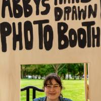 Hand drawn photo booth display during the Student Small Business Market.